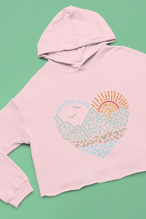 ADVENTURE AWAITS CROP HOODIE