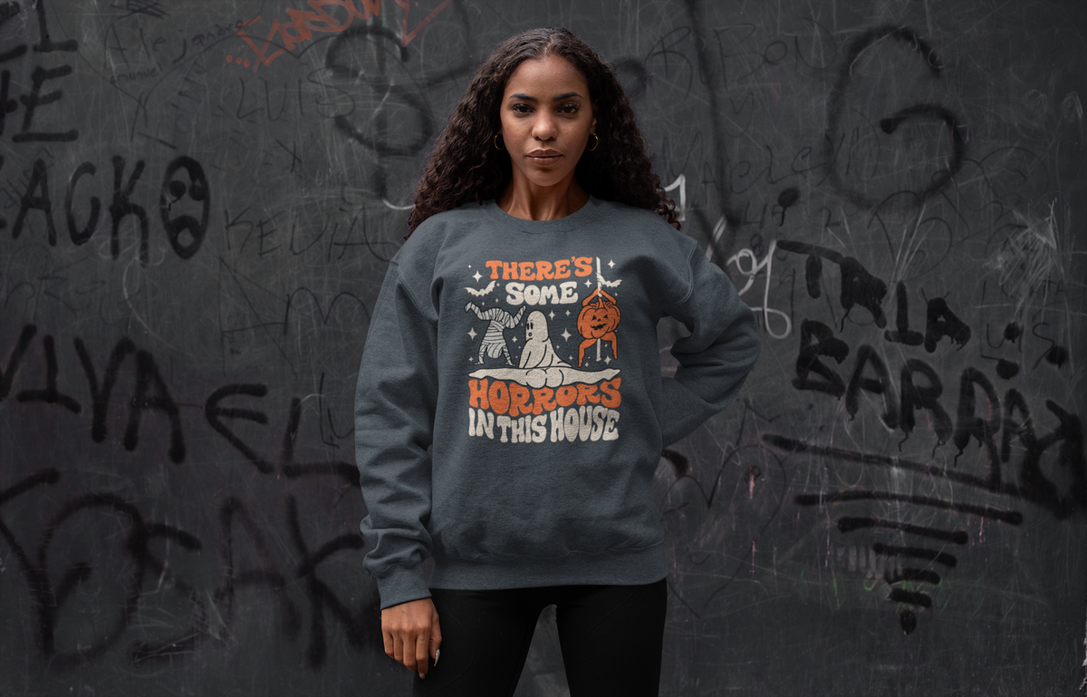 HORRORS IN THIS HOUSE CREWNECK SWEATSHIRT - Hike Beast Store